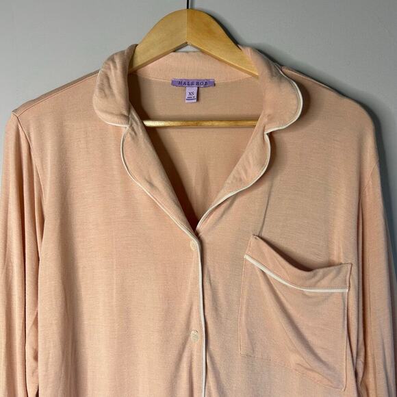 Hale Bob Pajama Set Long Sleeves Button Front Women’s XS Pink Classic Preppy - Picture 3 of 10